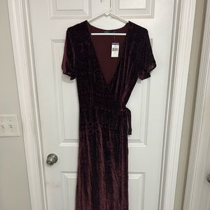 Burgundy velvet Ralph Lauren wrap dress